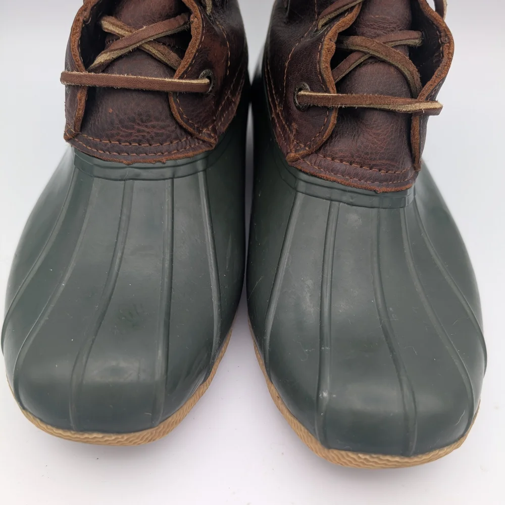 Sperry Top-Sider Women's Saltwater Duck Rain Boot Green Brown Tan Size 8